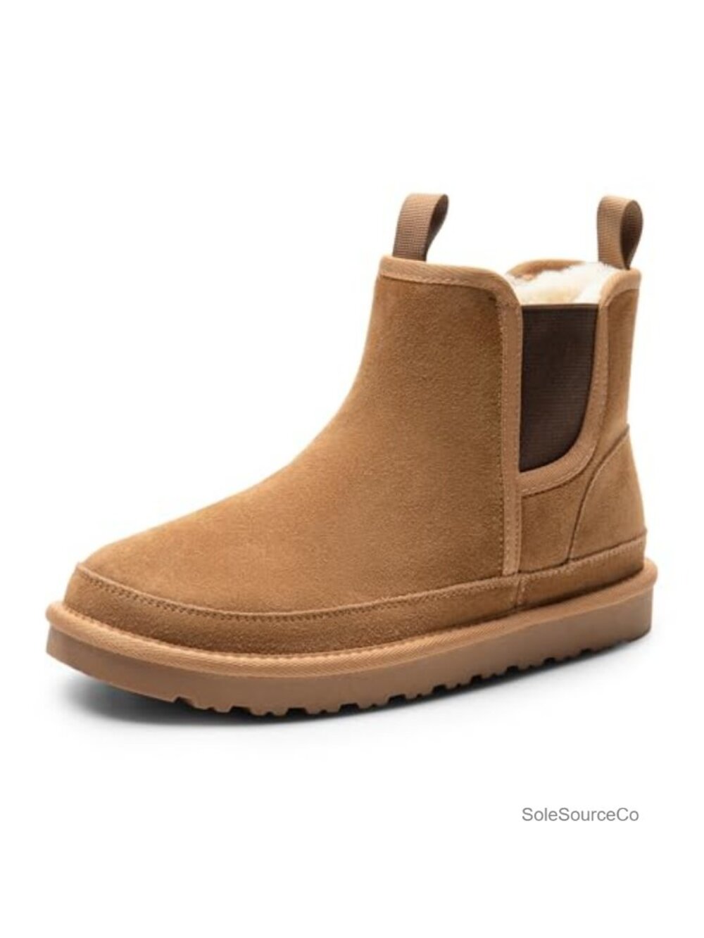 Men's Suede Chelsea Snow Boots Plush Lined Slip On Winter